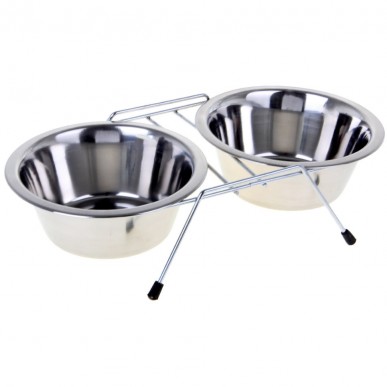 סט צלחות נירוסטה עם מעמד 2 ליטר כלבים גדולים