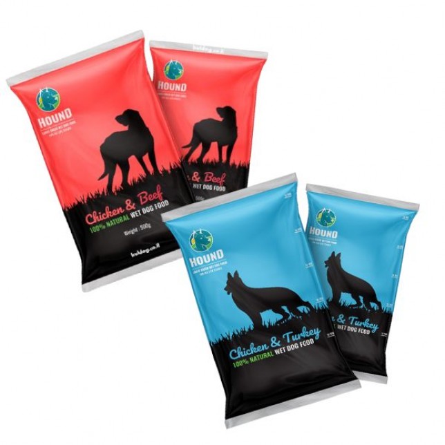 האונד אוכל לכלבים - קומבינציה (עוף בקר+הודו דגים)