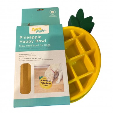 צלחת לכלבים להאכלה איטית בצורת אננס