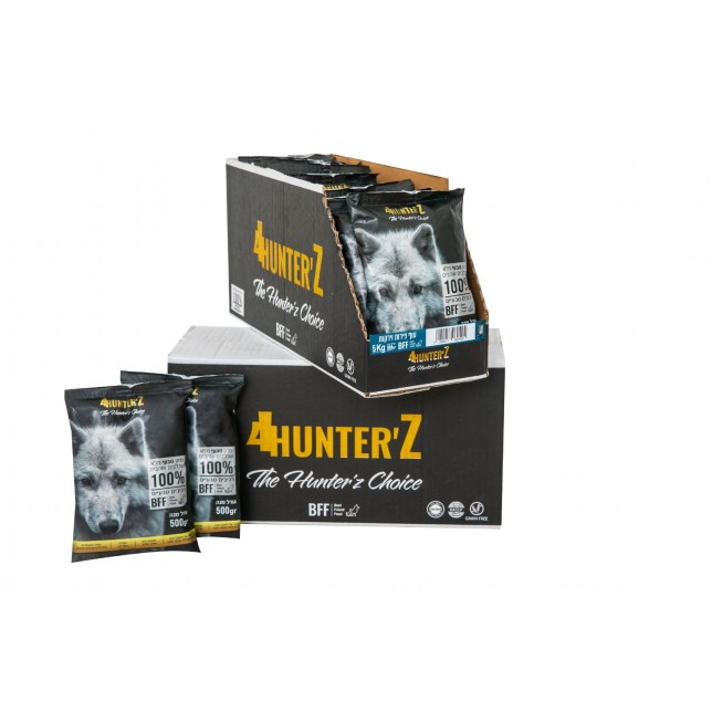 פור האנטרז - מזון טבעי לכלבים ללא הקפאה * עוף וירקות*  500 גרם