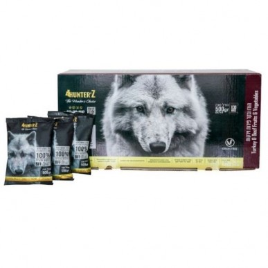  4Hunterz פור האנטרז - אוכל טבעי לכלבים ללא צורך בהקפאה הודו בקר וירקות - 6 ק"ג