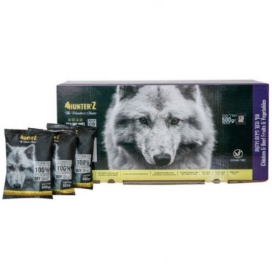  4Hunterz פור האנטרז - אוכל טבעי לכלבים ללא צורך בהקפאה עוף בקר וירקות 6 ק"ג