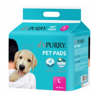 פדים Purry צרכים לגורים איכותיים ועבים + דבק נצמד לרצפה 100 יחידות