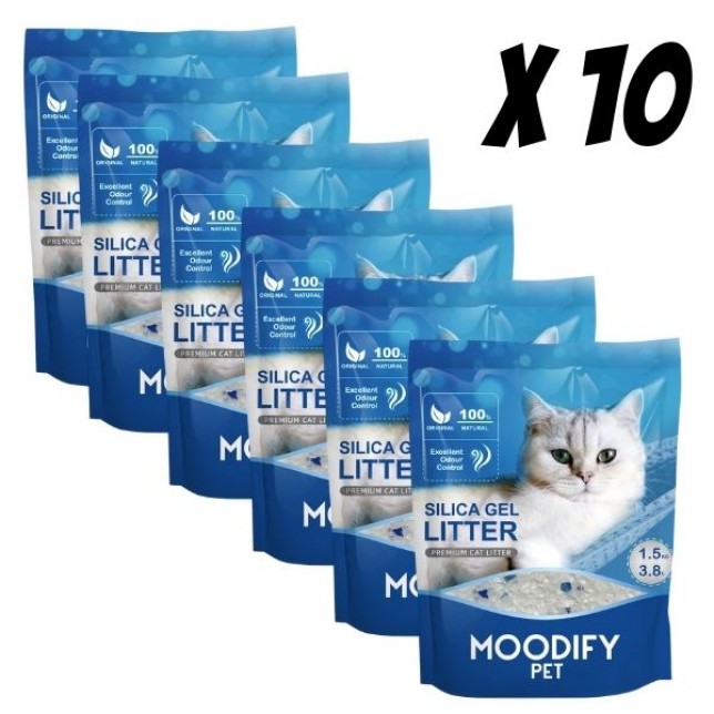 מודיפיי חול קריסטלי סיליקה ג’ל לחתולים 3.8 ליטר – 10 יח’