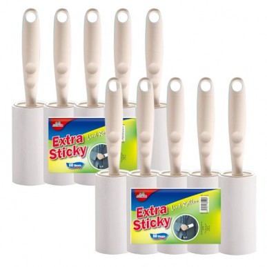 גלגל הפלא - רולר לניקוי שיערות מבדים חזק ואיכותי במיוחד אריזות חסכון 60 דפים * 10 יח' 