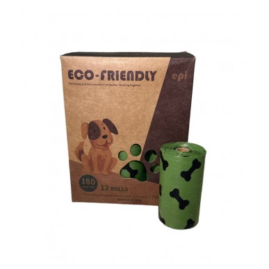 ECO FRIENDLY - שקיות ידידותיות לסביבה לאיסוף צואה 180 יח' 
