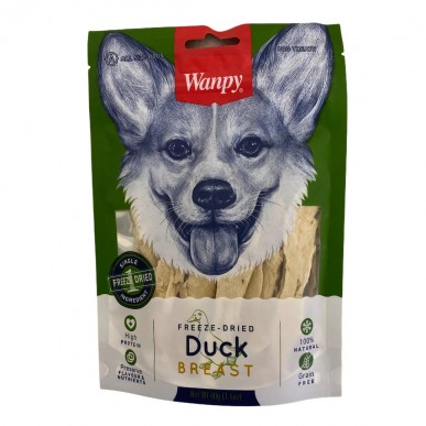 Wanpy - חטיף לכלב רצועות חזה ברווז מיובש בהקפאה 100% טבעי