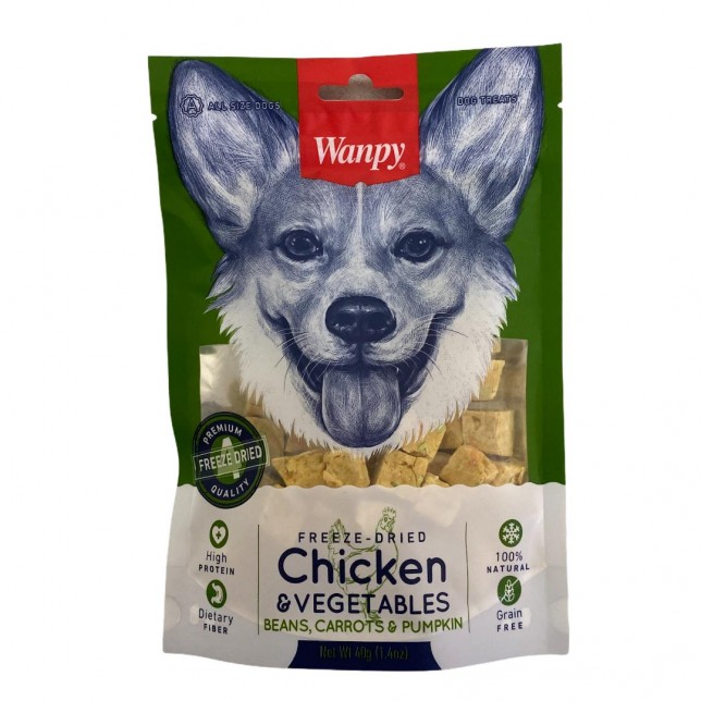 Wanpy -קוביות עוף וירקות מיובשים בהקפאה 100% טבעיים