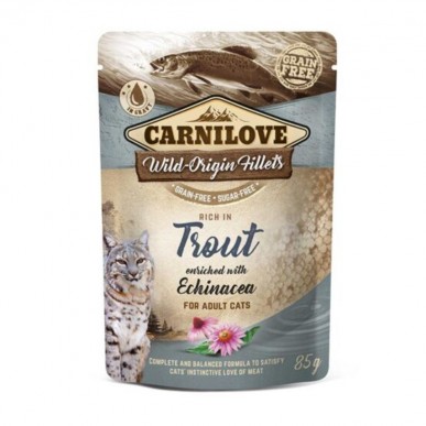 קרנילאב - מזון רטוב לחתולים עוף, דג פורל ואכיניציאה 85 ג'