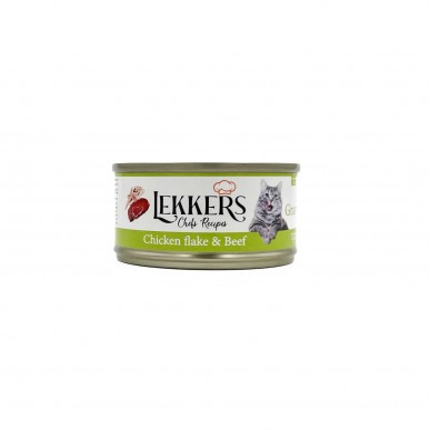 LEKKERS - מעדן חתולים טבעי טונה אדומה, פתיתי עוף ובקר 85 ג'